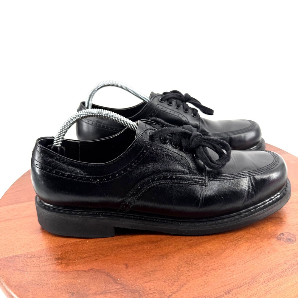 Texas Steer Oxford Shoes Black Leather Work Safety Sole Brogue Mens 9.5‎ E Wide